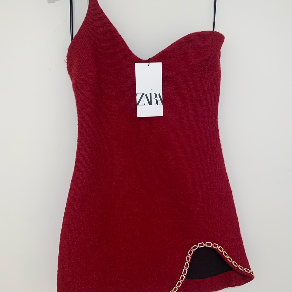 NWT ZARA Mini Asymmetric dress red